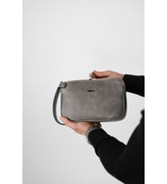 Moon Bag 4381 Hakiki Deri Unisex El Çantası (Gri)