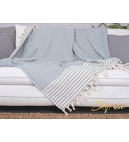SKYROSE Çok Amaçlı Pamuklu Koltuk Örtüsü 180 X 220 Koltuk Şalı (Mavi)