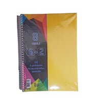 6+2 Ayraçlı Defter 8 Konulu 200 Yaprak 1 Adet 6 Kareli 2 Çizgili Spralli Plastik Kapak Seperatörlü (Sarı)