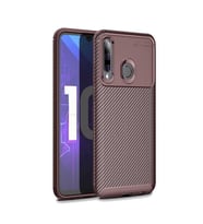 Huawei Honor 20 Lite Kılıf Karbon Silikon Case (KAHVE)