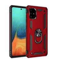 Galaxy A51 Yüzüklü Standlı Manyetikli Vega Armor Zırh Kılıf (Kırmızı)