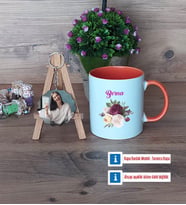 İsme Özel Doğum Günü Hediyesi Kupa Bardak Beyaz ve Fotoğraflı Ahşap Anahtarlık Hediye (Model 13)