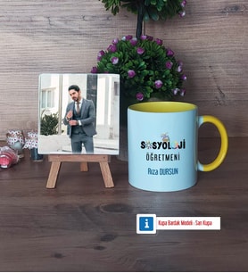 Sosyoloji Öğretmeni Fotoğraflı Dekoratif Taş, Kupa Bardak Beyaz Hediye Öğretmenler Günü Hediyesi (Model 7)