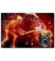Cakapuzzle İskelet Gitarist Alevler İçinde  Puzzle Yapboz MDF (Ahşap) (255 Parça)