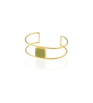 Kadir Jewellery 22 Ayar Altın Kaplama Zirkon Taşlı Ayarlanabilir Vintage Bilezik (Zeytin Yeşili)