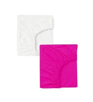 2 Adet 70 x 120 x 20 cm Anne Yanı Lastikli Penye Kumaş Bebek Çarşafı (Fuşya-Beyaz)