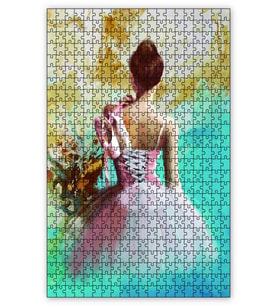 Cakapuzzle Pembe Elbiseli Balerin Görseli Puzzle Yapboz MDF (Ahşap) (500 Parça)