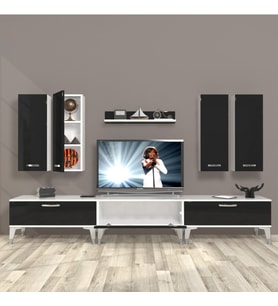 Decoraktiv Eko 8D Slm Silver Tv Ünitesi Tv Sehpası (Siyah - Beyaz)