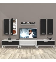 Decoraktiv Eko 8D Slm Silver Tv Ünitesi Tv Sehpası (Siyah - Beyaz)