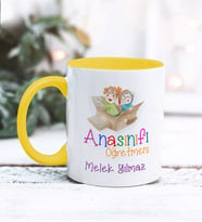 Kişiye Özel  Anasınıfı Öğretmeni Tasarımlı Kupa Bardak (Sarı)