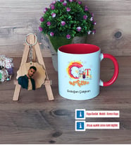 Grafiker Kupa Bardak Beyaz ve Fotoğraflı Ahşap Anahtarlık Hediye (Model 2)