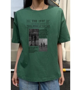 Unisex The 1997 Travel Baskılı T-shirt (Yeşil)