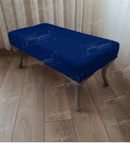 Ayak Ucu Kapı Önü Antre Düz Bench Puf Orta Sehpa Gümüş Ayak 110 cm (Lacivert)