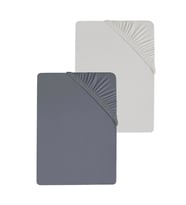 2 Adet Düz Pamuklu Tek Kişilik 120 x 200 x 30 cm Lastikli Penye Çarşaf (Açık Gri-Koyu Gri)