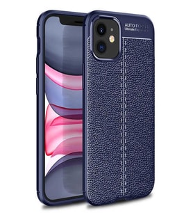 iPhone 12 Mini Kılıf Deri Desenli Kamera Korumalı Silikon (Lacivert)