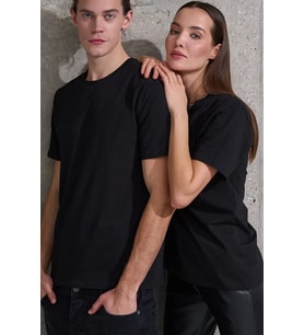 Unisex  Pamuklu Oversize Basic Tshirt (Siyah)