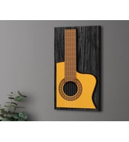 BK Gift Kabartma Gitar Tasarımlı Siyah(Ebony) Ahşap Tabela 46cm, Home Bar Tabela, Rustik Ev Dekorasyonu, Duvar Dekoru (Model 3)
