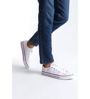 Luke Siyah Bağcıklı Keten Kumaş Erkek Günlük Sneaker Ayakkabı (Beyaz)