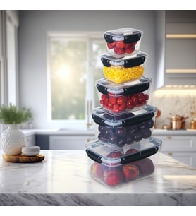 5'li Master Dikdörtgen Saklama Kabı (550 ml - 1000 ml - 1800 ml - 3000 ml - 5000 ml) (Antrasit)