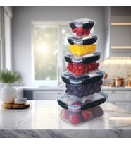 5'li Master Dikdörtgen Saklama Kabı (550 ml - 1000 ml - 1800 ml - 3000 ml - 5000 ml) (Antrasit)