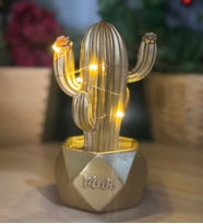 Dekoratif Led Işıklı Kaktüs Biblo Aksesuar (Gold)