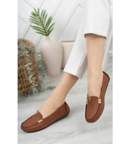 Khayt Flora Casual Günlük Kadın Babet Ayakkabı (Taba)