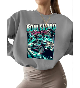Sweatshirt unisex Bej Sweatshirt erkek 3 iplik şardonlu Bulvar kruvazörü Baskılı bisiklet yaka (Gri)