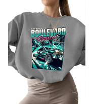 Sweatshirt unisex Bej Sweatshirt erkek 3 iplik şardonlu Bulvar kruvazörü Baskılı bisiklet yaka (Gri)