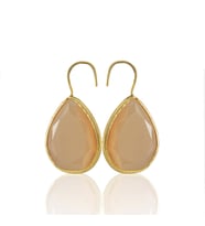 Kadir Jewellery 22 Ayar Altın Kaplama Damla Taşlı Küpe -El İşçiliği Ve Hipoalerjenik Küpe (Turuncu)