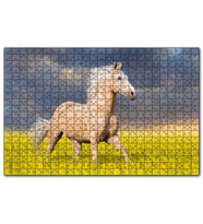 Cakapuzzle oprak Rengi At Çiçekler Arasında Koşarken Görsel  Puzzle Yapboz MDF (Ahşap) (500 Parça)