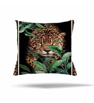 Leopar Yaprak Etnik Desen Gizli Fermuarlı Yastık Kılıfı Kırlent Kılıfı Koltuk Yastık Kılıfı  (Yeşil-Siyah)