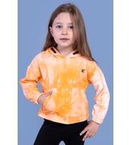 Toontoy Kız Çocuk Batik Desenli Kapüşonlu Sweatshirt (Turuncu)