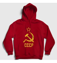 Presmono Unisex Kırmızı Logo CCCP Sovyetler Birliği Kapüşonlu Sweatshirt 267068tt (Kırmızı)