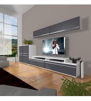 Decoraktiv Ekoflex 6y Mdf Tv Ünitesi Tv Sehpası (Beyaz - Antrasit)