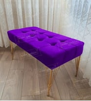 Modern Dilim Puf Ayakucu Puf Gold Metal Ayak (90*45) (Lila)