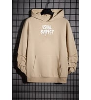 Unisex Usual Suspect Sırt Baskılı Sweatshirt (Bej)