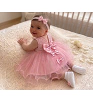 Kız Bebek Mevlüt Takımı Gelinlik Abiye Elbise Lohusa Bebek Baby Shower Bayram Babalar Günü Doğum Hediyesi Orjinal Kutusunda Hediye Paketli (Pembe)