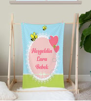 eJOYA Kişiye Özel İsimli Hoşgeldin Bebek Battaniyesi 92749 (Mavi)