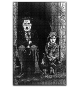 Cakapuzzle Charlie Chaplin ve Çocuk Sahne Puzzle Yapboz MDF (Ahşap) (500 Parça)