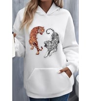Unisex Tiger Baskılı Sweatshirt (A.Beyaz)