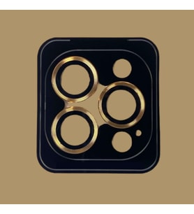 İphone 15 Pro/15 Pro Max Uyumlu Kamera Koruyucu Lens Mercek Çerçeveli 3'lü Set (Sarı Altın)