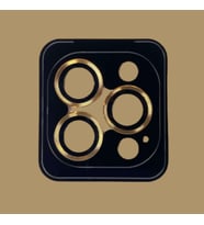 İphone 15 Pro/15 Pro Max Uyumlu Kamera Koruyucu Lens Mercek Çerçeveli 3'lü Set (Sarı Altın)