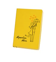 Sevgiliye Kişiye Özel İsimlli Şemsiye Altında Çift Temalı Defter (Sarı)