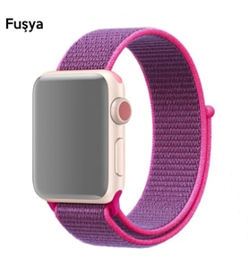 Ally Apple Watch 7-8 41mm 6-5-4 40mm Nylon Loop Spor Kayış Kordon 3-2-1 38mm (Fuşya)