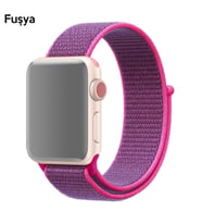 Ally Apple Watch 7-8 41mm 6-5-4 40mm Nylon Loop Spor Kayış Kordon 3-2-1 38mm (Fuşya)