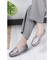Khayt Flora Casual Günlük Kadın Babet Ayakkabı (Platin)