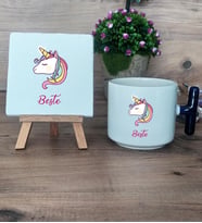 Unicorn Hediye Seti Kupa Bardak T Kulplu ve Dekoratif Taş Kardeşe Sevgiliye Arkadaşa Hediye (Model 2)