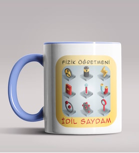 Kişiye Özel Fizik Öğretmeni Tasarımlı Siyah Renk Kupa Bardak 4 (Mavi)