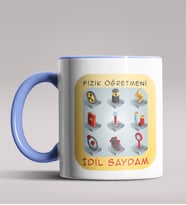 Kişiye Özel Fizik Öğretmeni Tasarımlı Siyah Renk Kupa Bardak 4 (Mavi)
