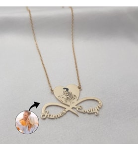 925 AYAR GÜMÜŞ RESİMLİ SOSUZLUK KOLYE (Gold)
